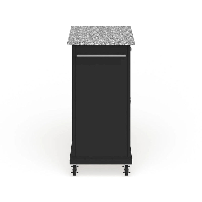 Compact Gray Granite Top Cart/ Island in Black Finish - 18d x 31w x 35.5h