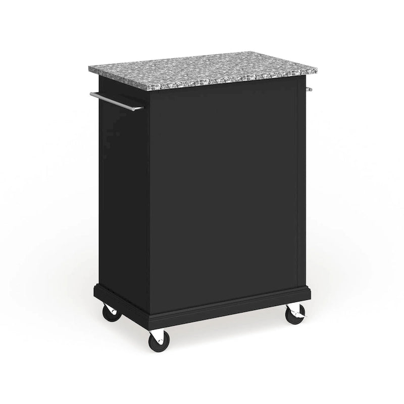 Compact Gray Granite Top Cart/ Island in Black Finish - 18d x 31w x 35.5h