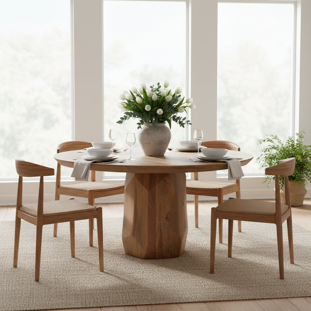 Fitzgerald 60 Light Brown Wood Dining Table - 60.0L x 60.0W x 30.0H