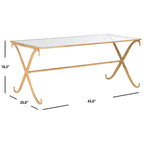 Gold/ Tempered Glass Top Coffee Table - 43 x 20 x 18.3