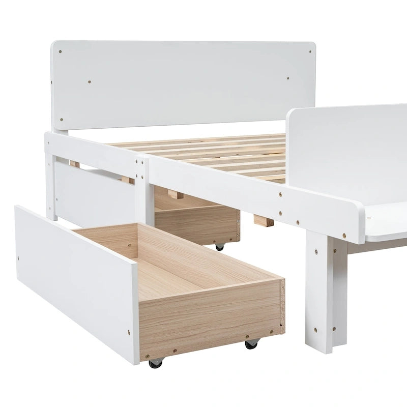 Full Bed with Footboard Bench,2 drawers