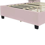 Full Size Velvet Upholstered Platform Bed with Big Headboard, Bedroom Furniture