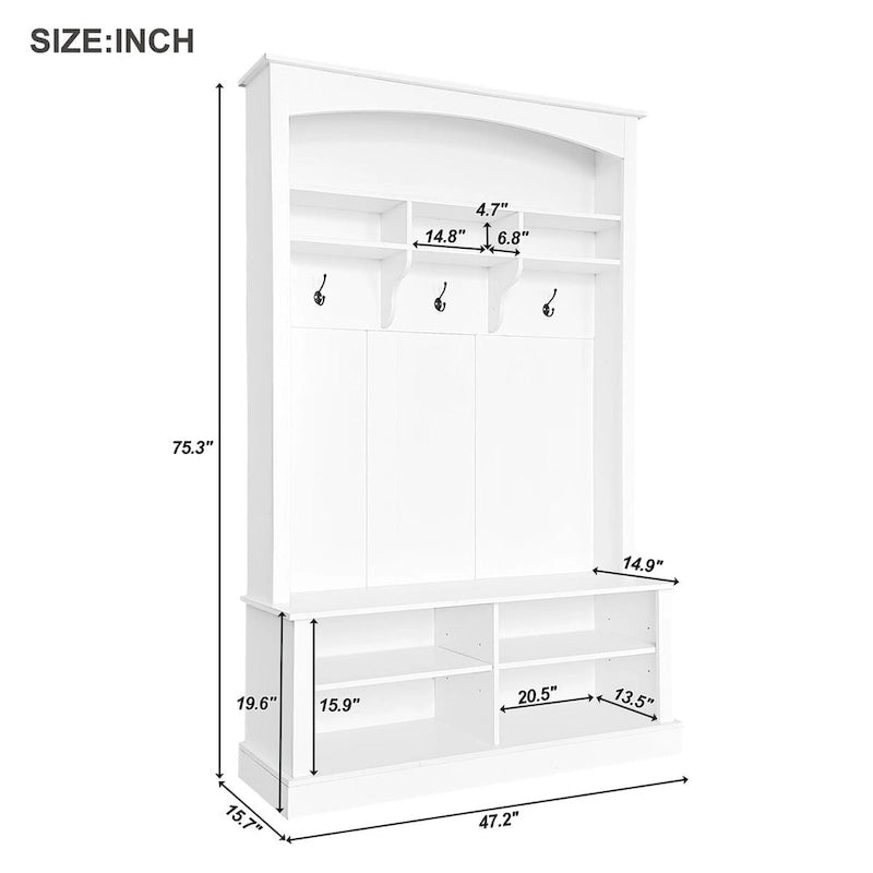 Hall Tree with Bench and Shoe Storage
