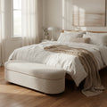 Kiki Upholstered Hinged Storage Bench in Cotton Ball Boucle - 16 x 54 x 20