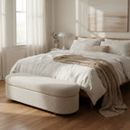 Kiki Upholstered Hinged Storage Bench in Cotton Ball Boucle - 16 x 54 x 20