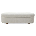 Upholstered Hinged Storage Bench in Cotton Ball Boucle - 16 x 54 x 20