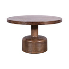 30 Inch Coffee Table, Round Top and Pedestal Base, Natural Brown Wood