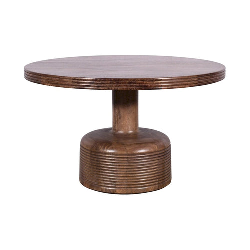 30 Inch Coffee Table, Round Top and Pedestal Base, Natural Brown Wood