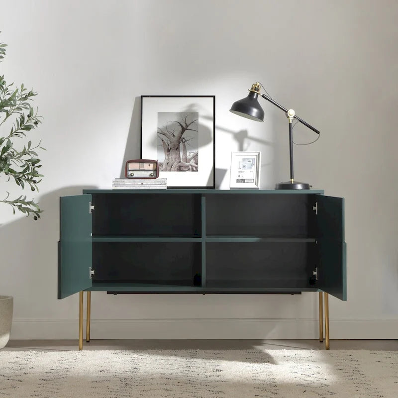 Green Cupboard Console Table with Storage, Sideboard Buffet Table for Living Room & Kitchen - 48.4 inch