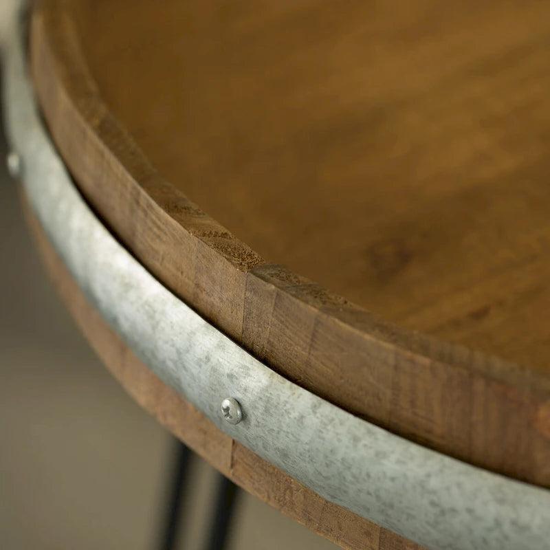 Wooden Wine Barrel Head End Table Accent Coffee Table
