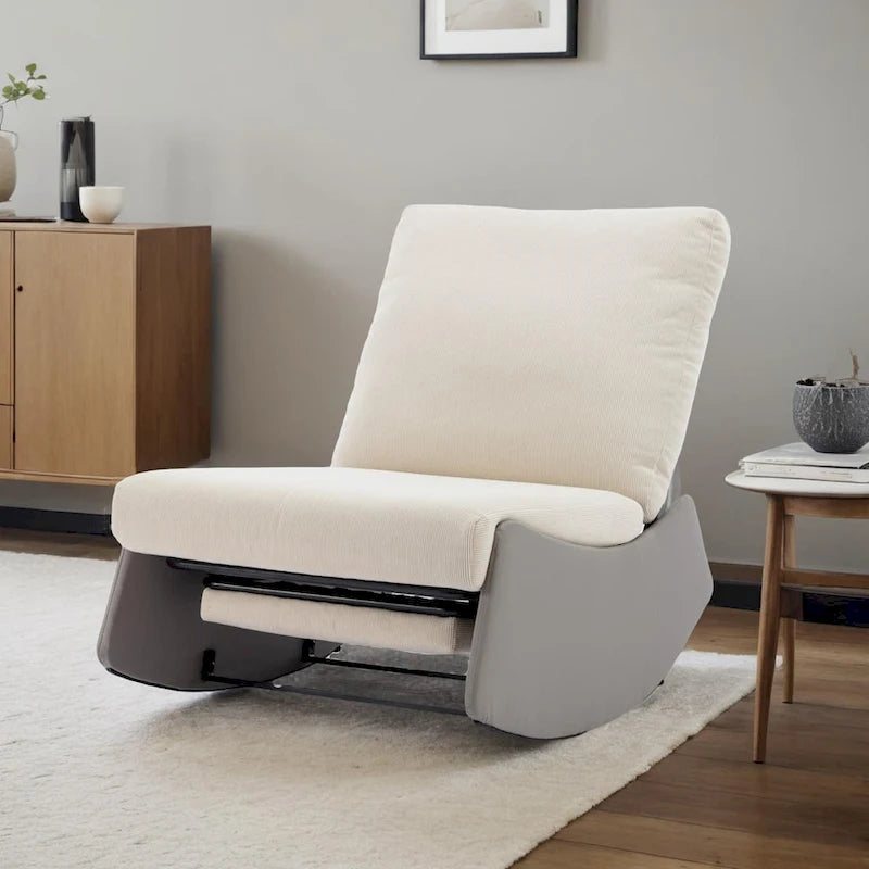 Modern Rocking Chair Recliner, Comfy Rocker Nursery Chair with Footrest, Accent Reading Chair, Upholstered Lounge Chair