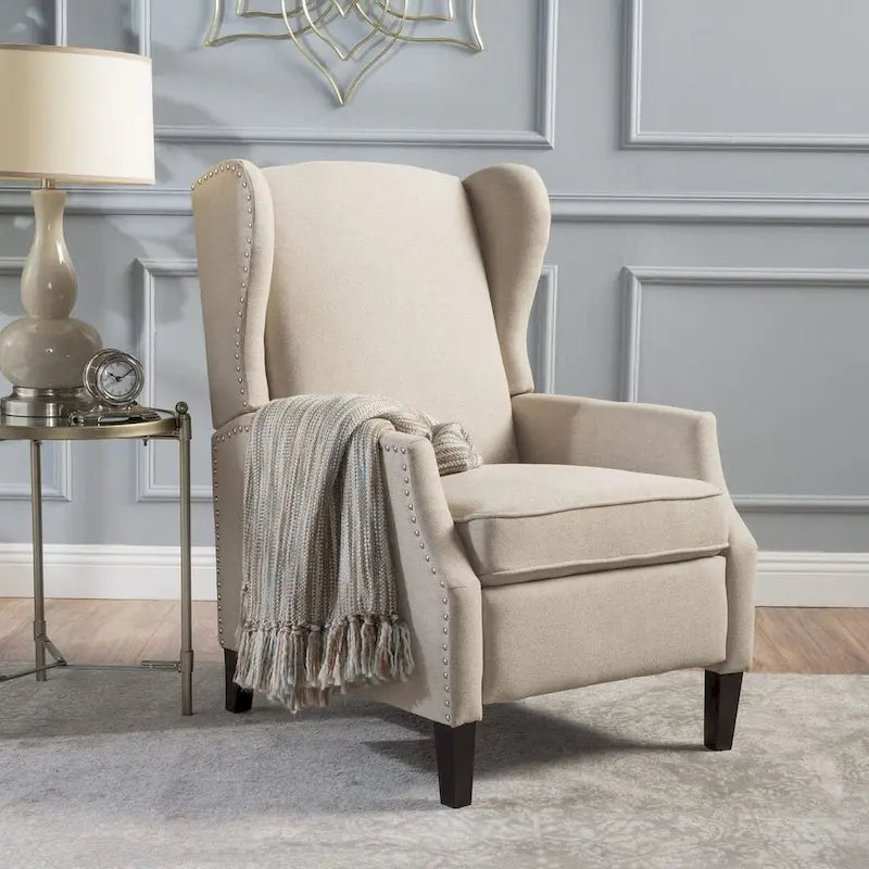 Traditional Fabric Recliner Chairs with Studded Border