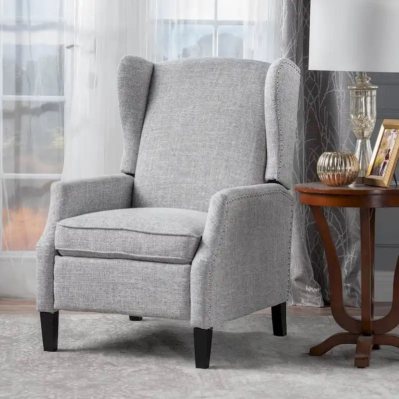 Traditional Fabric Recliner Chairs with Studded Border