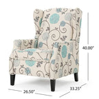 Traditional Fabric Recliner Chairs with Studded Border
