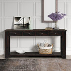 63 Pine Wood Console Table with 4 Drawers and 1 Bottom Shelf
