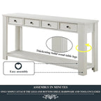 63 Pine Wood Console Table with 4 Drawers and 1 Bottom Shelf