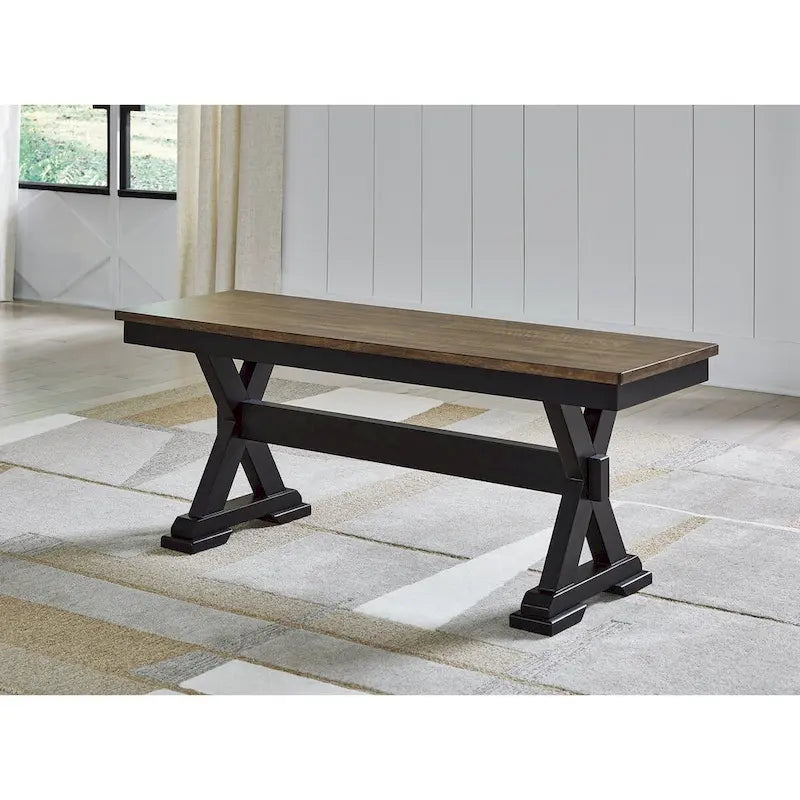 Signature Design by Ashley Wildenauer Brown/Black 50 Dining Bench - 48 W x 16 D x 19.25 H