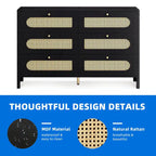 Rattan 6 Drawer Double Dresser Chest of Drawers Storage Cabinet