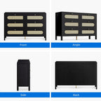 Rattan 6 Drawer Double Dresser Chest of Drawers Storage Cabinet