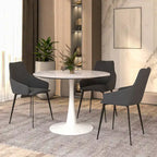 40 Round Dining Table for 4 with Sintered Stone Tabletop in White Base for Kitchen & Dining Room