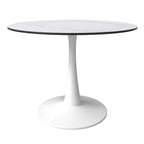 40 Round Dining Table for 4 with Sintered Stone Tabletop in White Base for Kitchen & Dining Room