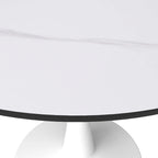40 Round Dining Table for 4 with Sintered Stone Tabletop in White Base for Kitchen & Dining Room