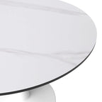40 Round Dining Table for 4 with Sintered Stone Tabletop in White Base for Kitchen & Dining Room