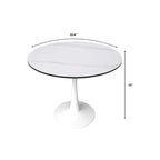 40 Round Dining Table for 4 with Sintered Stone Tabletop in White Base for Kitchen & Dining Room