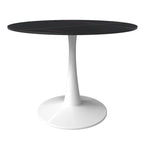 40 Round Dining Table for 4 with Sintered Stone Tabletop in White Base for Kitchen & Dining Room