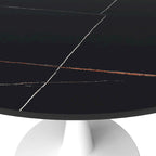 40 Round Dining Table for 4 with Sintered Stone Tabletop in White Base for Kitchen & Dining Room